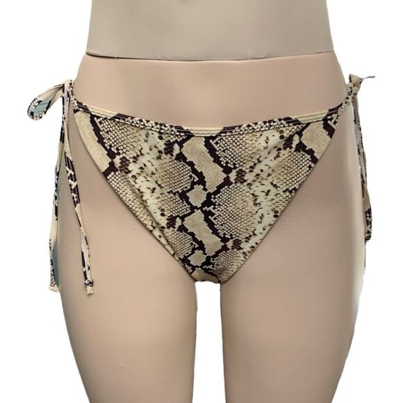 Nasty Gal Snake Animal Print Tie Detail Cut Out Triangle Bikini Set Size Med 10 - Picture 4 of 11